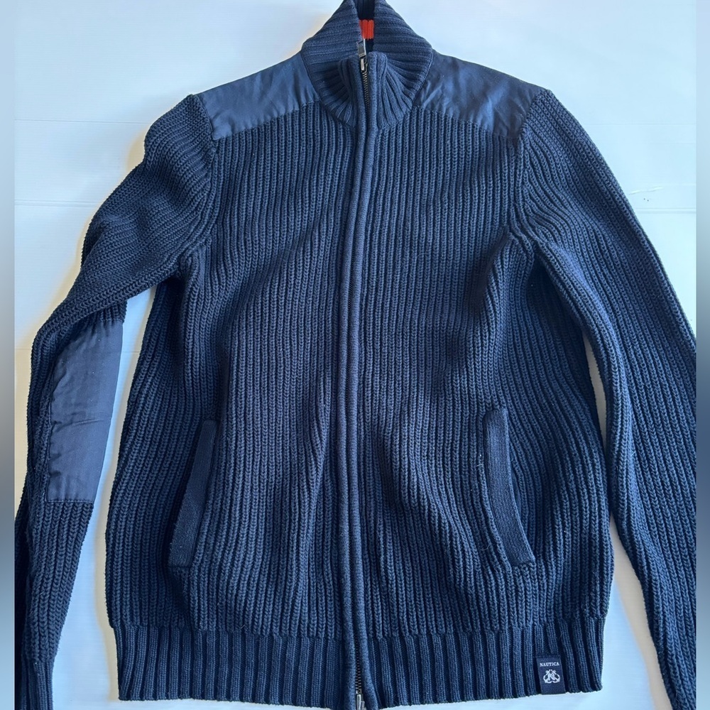 Nautica Blue Knitted Vest Jacket